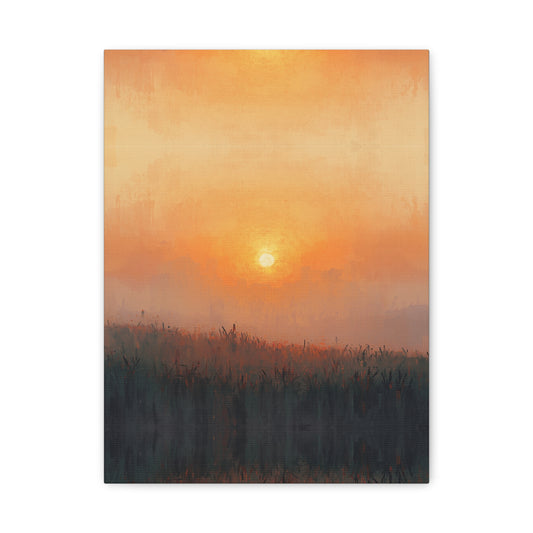 Sunrise Mist Matte Canvas Art — Stretched Landscape Wall Decor