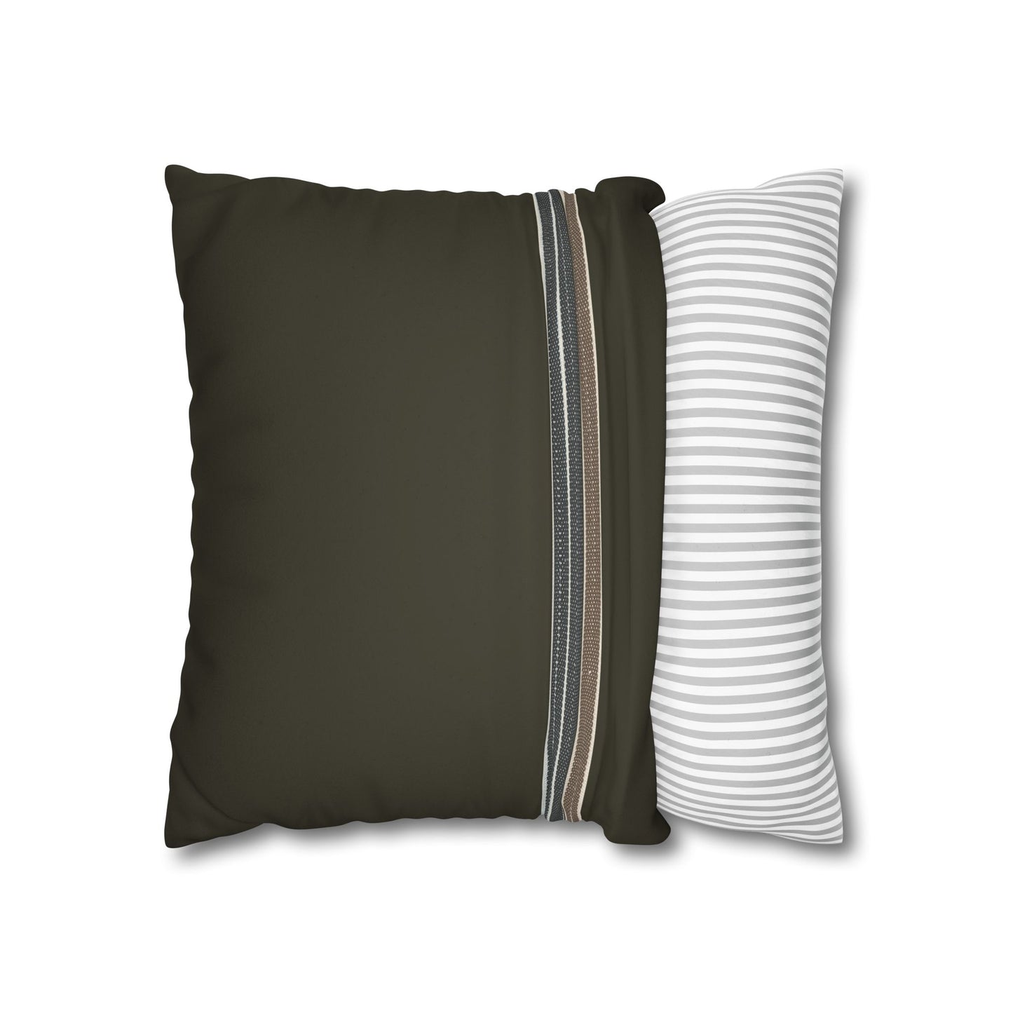 Faux Suede Pillow – Olive Stripe Accent Square Pillowcase