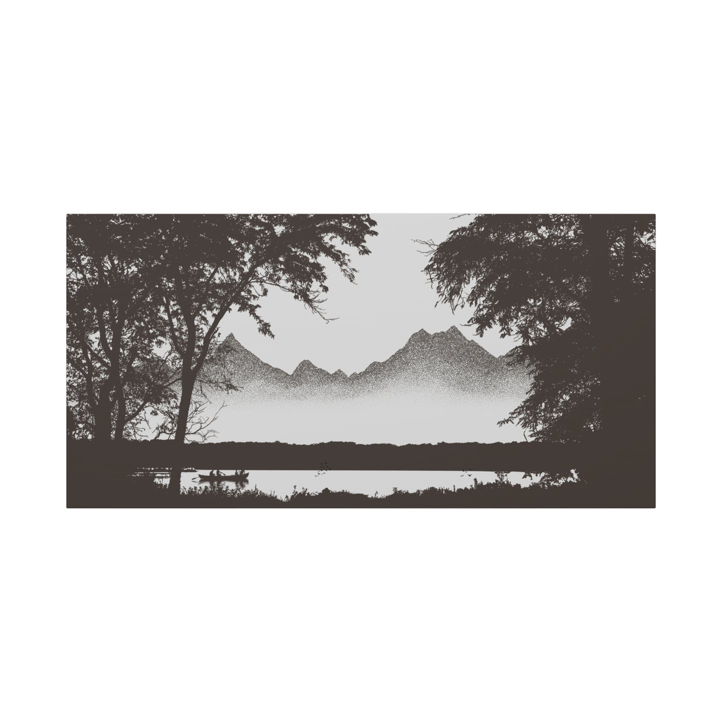 Mountain Lake Boat Canvas Print — Matte Stretched Wall Art