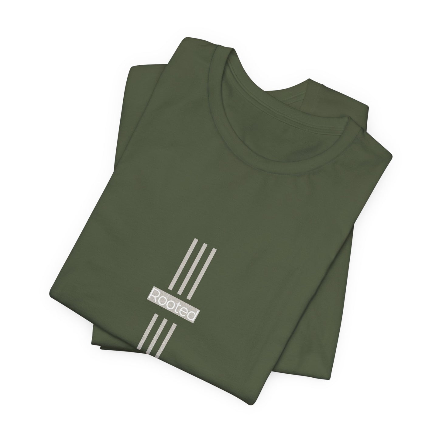 Minimalist Cross Stripe Tee — Subtle Vertical Cross Design