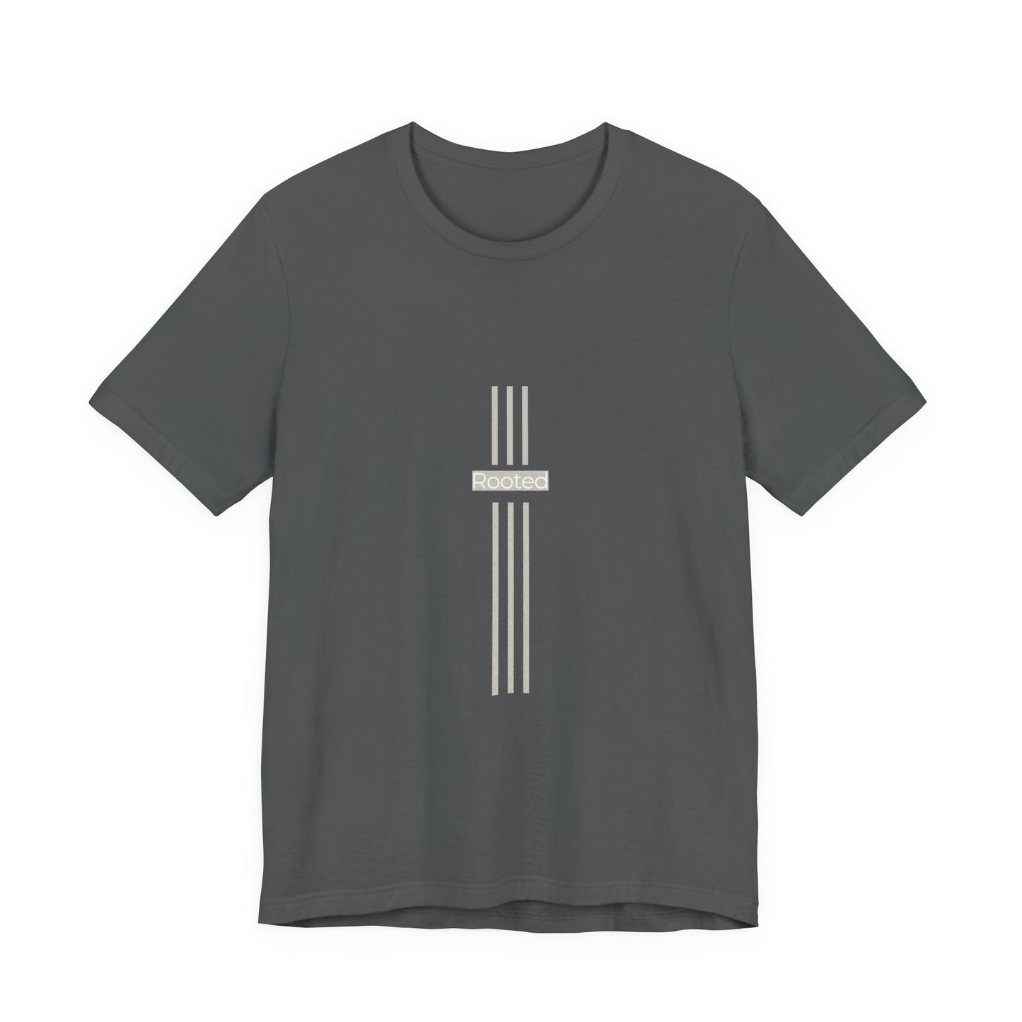 Minimalist Cross Stripe Tee — Subtle Vertical Cross Design