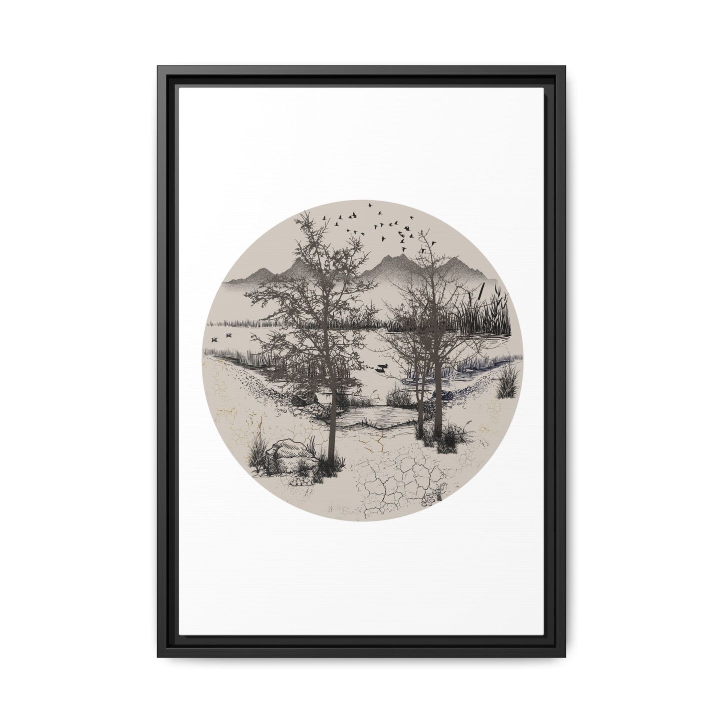 Framed Matte Canvas Wall Art — Multi-Color Abstract Print