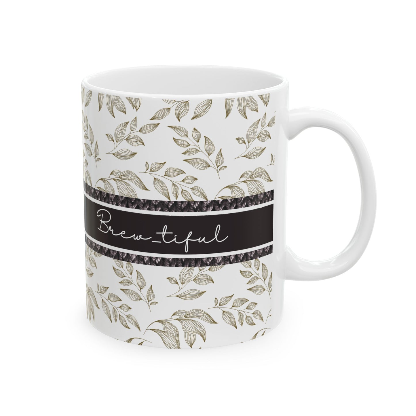 Elegant Leaves Ceramic Mug - Motivational Drinkware