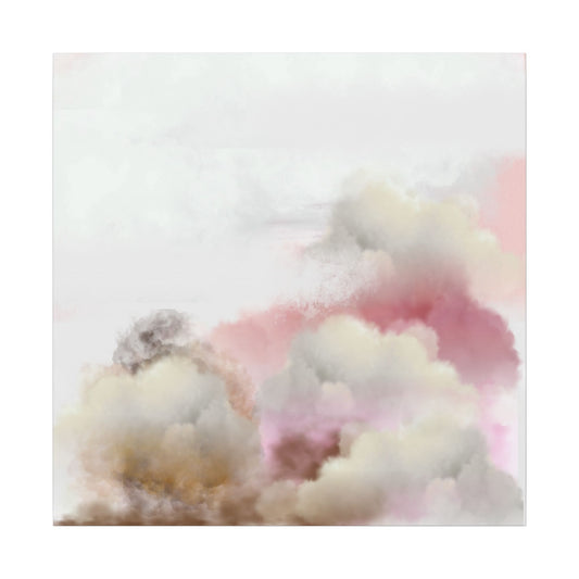 Cloud Bloom Canvas Print — Soft Pink & Gold Abstract Wall Art