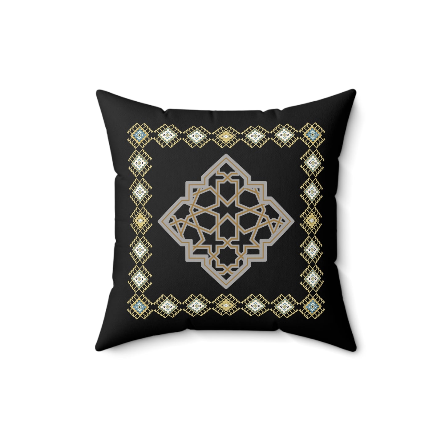 Moroccan-Inspired Decorative Pillow - Elegant Square Cushion for Home Decor