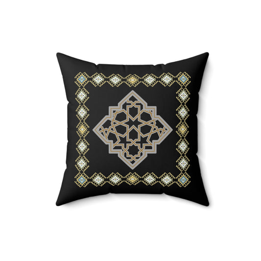 Moroccan-Inspired Decorative Pillow - Elegant Square Cushion for Home Decor