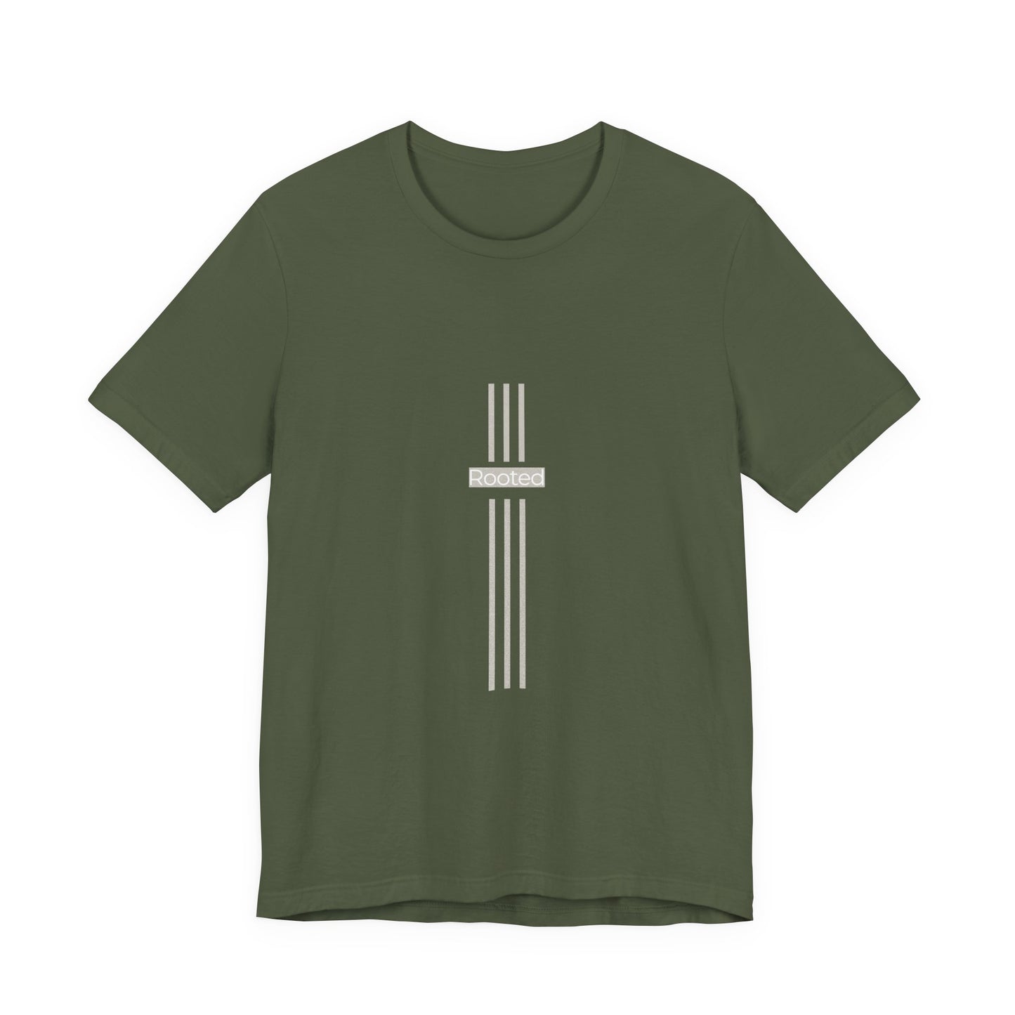 Minimalist Cross Stripe Tee — Subtle Vertical Cross Design