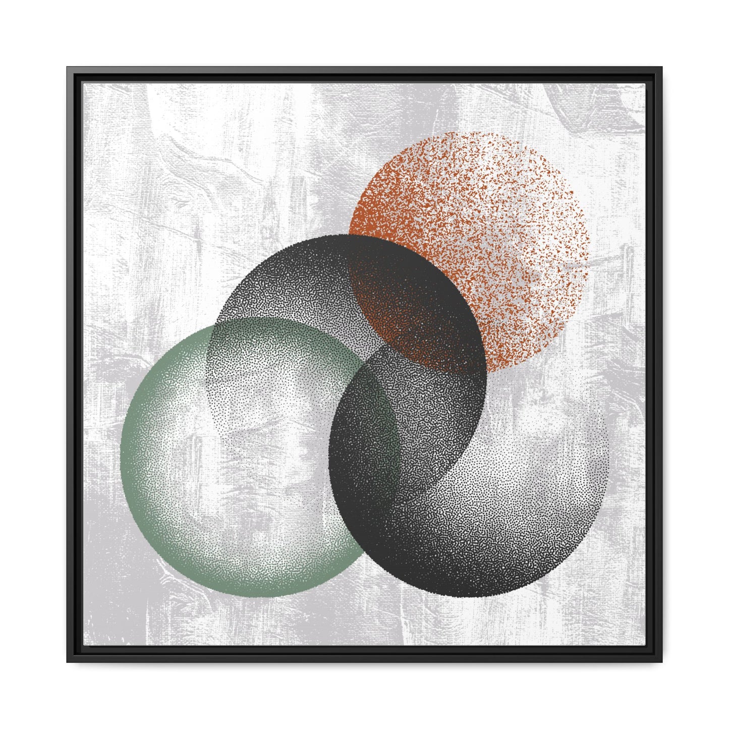 Abstract Overlap Circles Framed Canvas Art – Modern Geometric Wall Decor