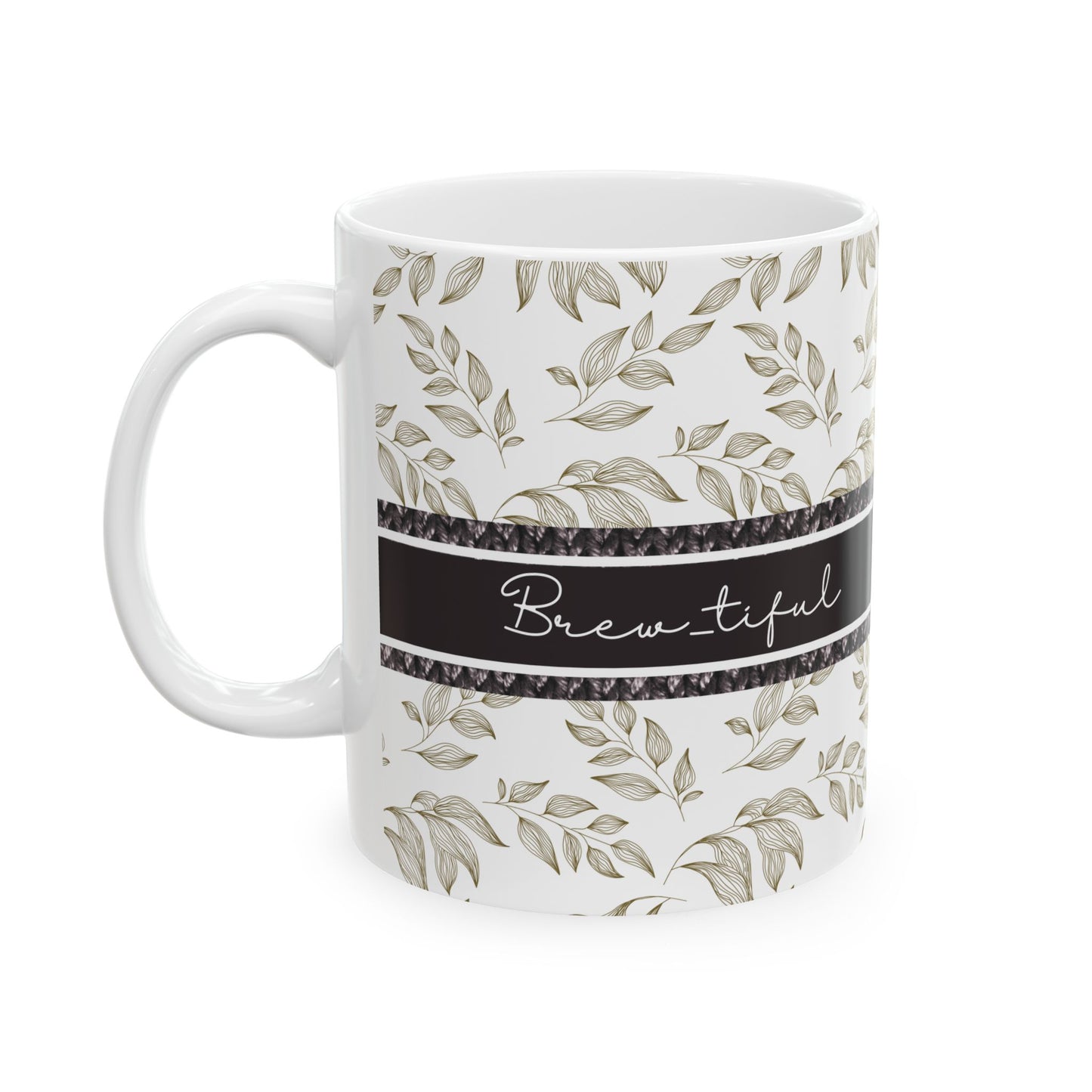 Elegant Leaves Ceramic Mug - Motivational Drinkware
