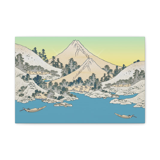 Japanese Mountain Landscape Matte Canvas Print — Mount Fuji Ukiyo-e Style