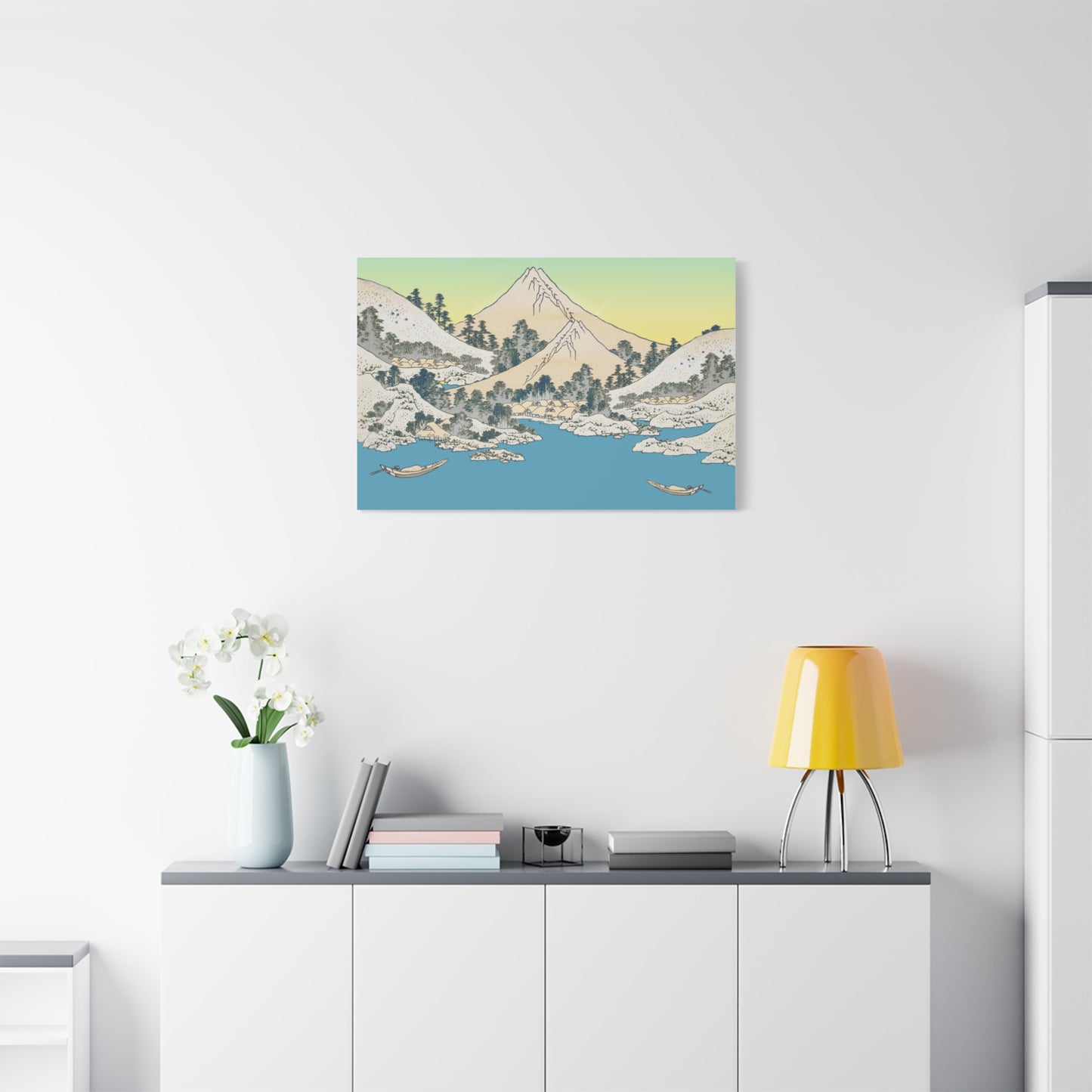 Japanese Mountain Landscape Matte Canvas Print — Mount Fuji Ukiyo-e Style