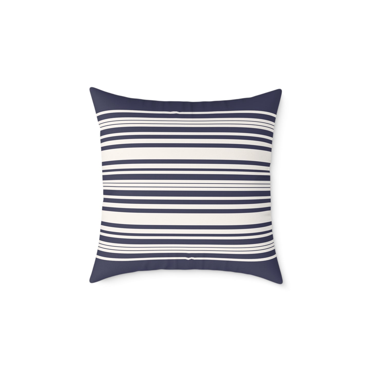Navy Striped Canvas Throw Pillow — Coastal Square Accent Cushion