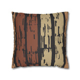 Rustic Striped Faux Suede Pillowcase — Earthy Brown Abstract Throw Pillow Cover