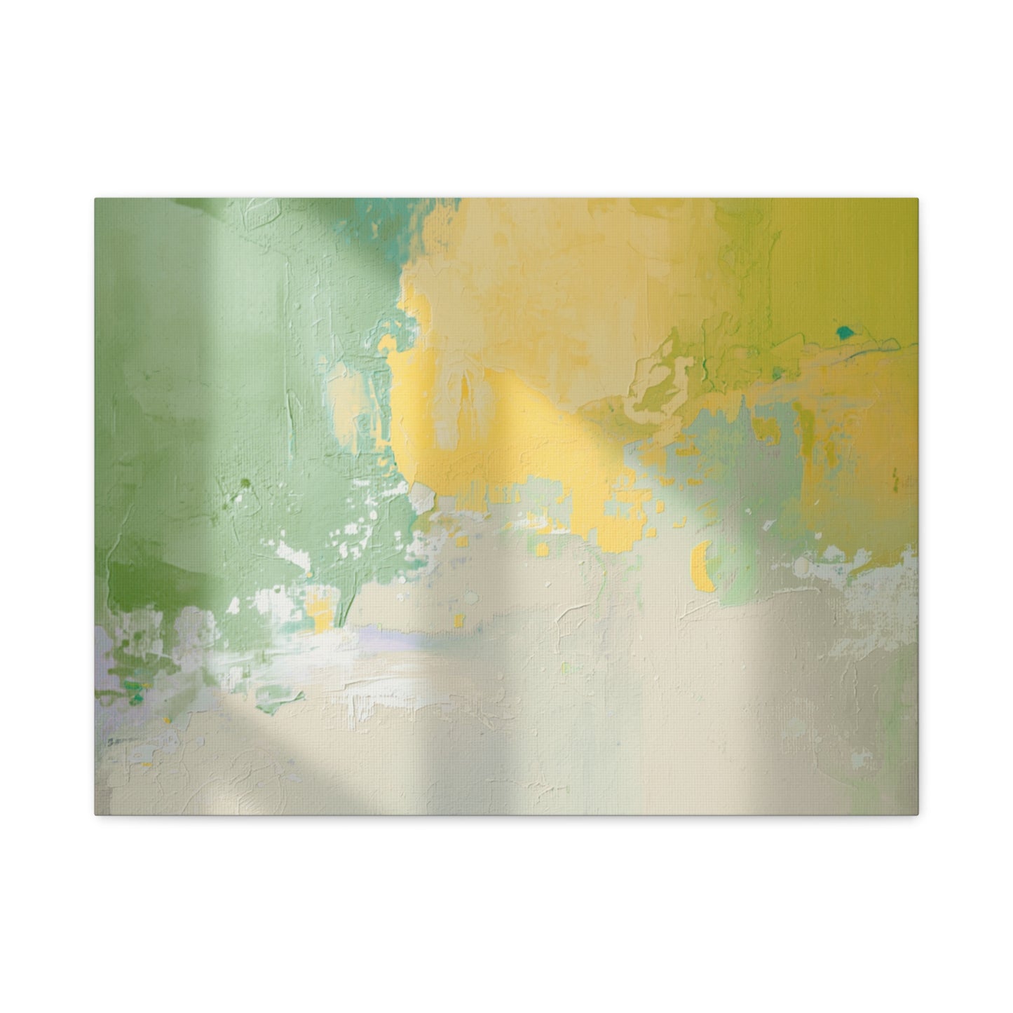 Abstract Green & Yellow Matte Canvas Wall Art — Stretched 1.25"