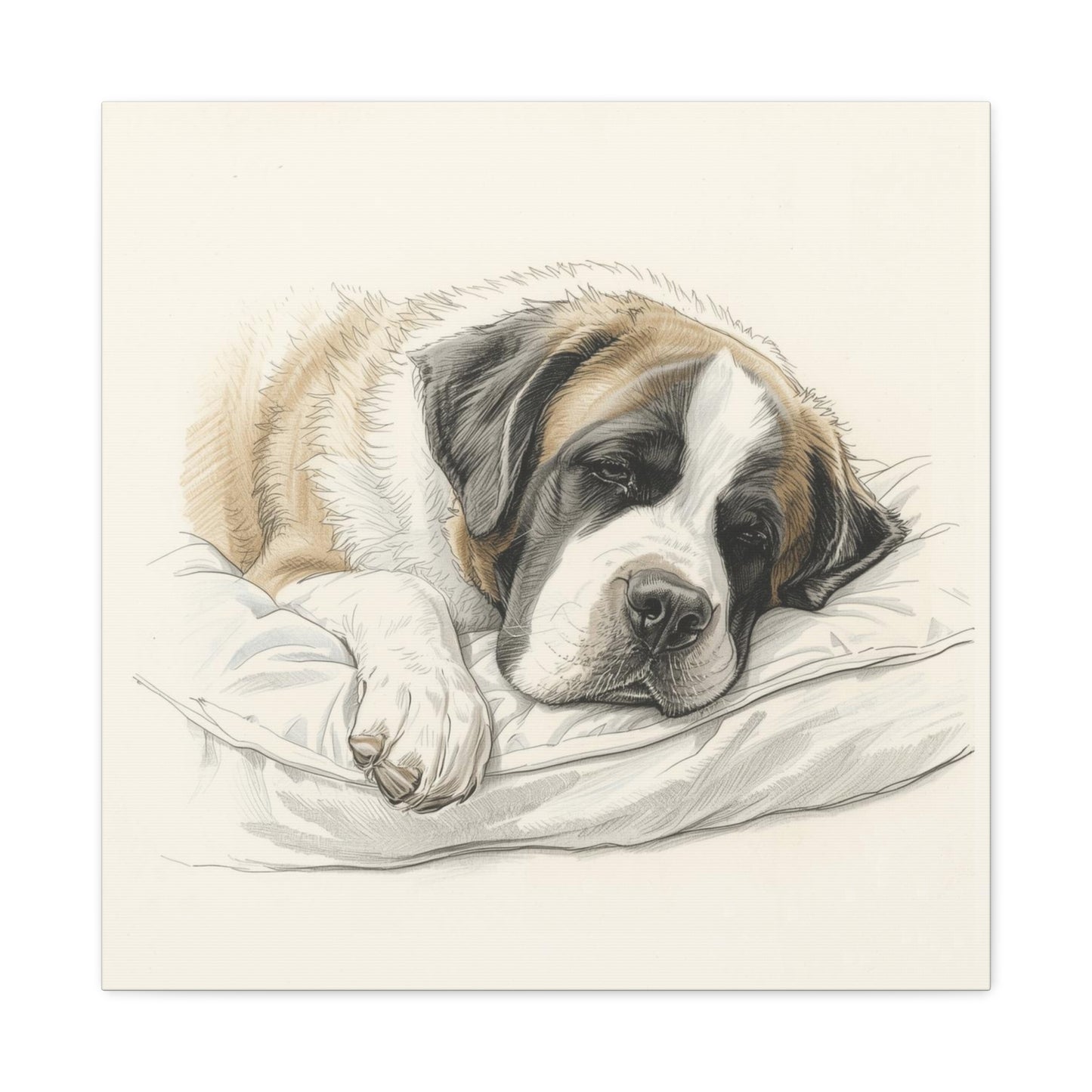 St. Bernard Sleeping Portrait Matte Canvas — Stretched 1.25"