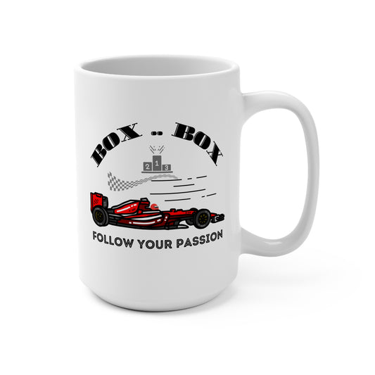 Mug Formula 1 Car Chequered Flag 'Box Box Follow your Passion'