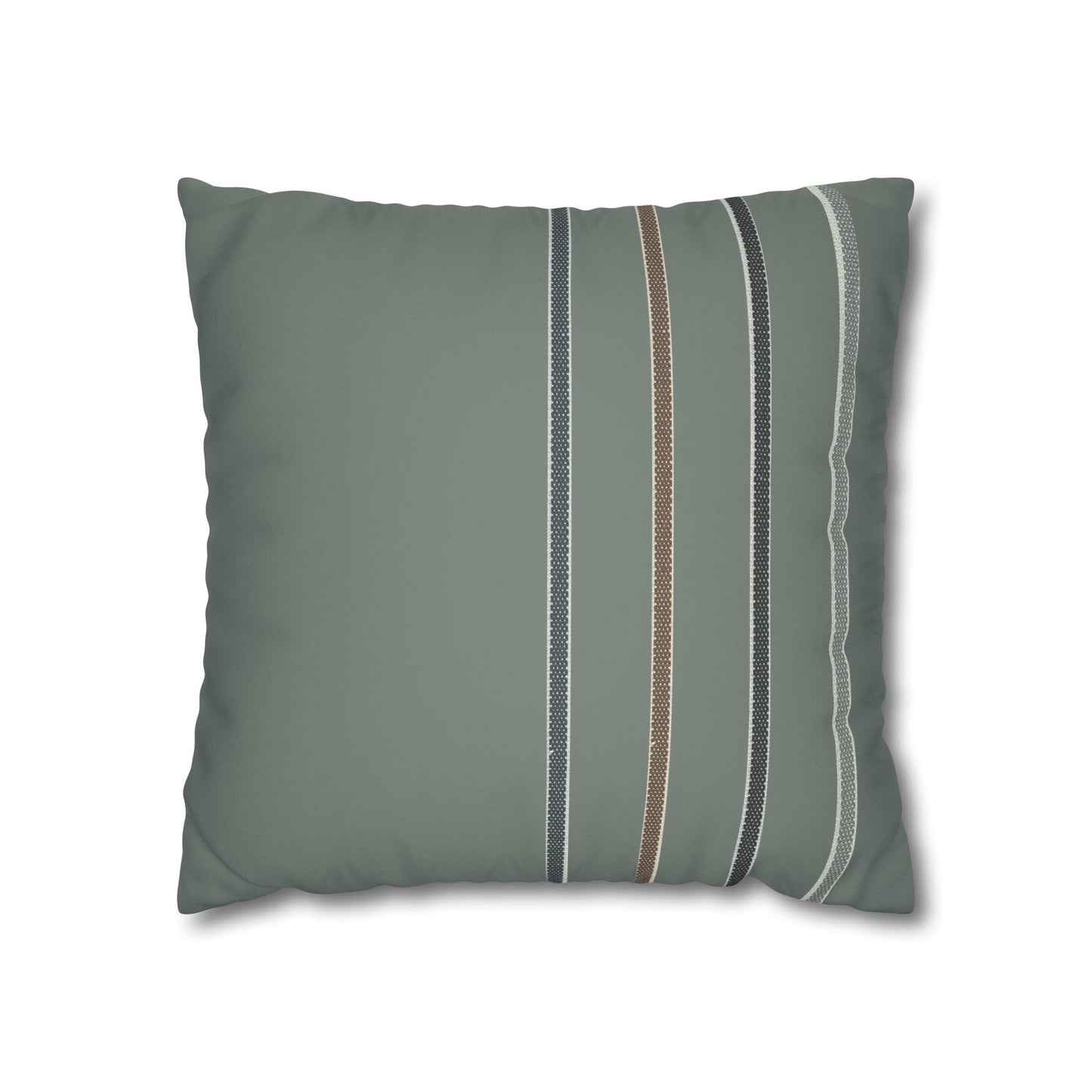 Suede-Look Striped Throw Pillowcase — Sage Green Decorative Pillow Cover
