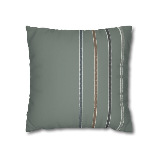 Suede-Look Striped Throw Pillowcase — Sage Green Decorative Pillow Cover