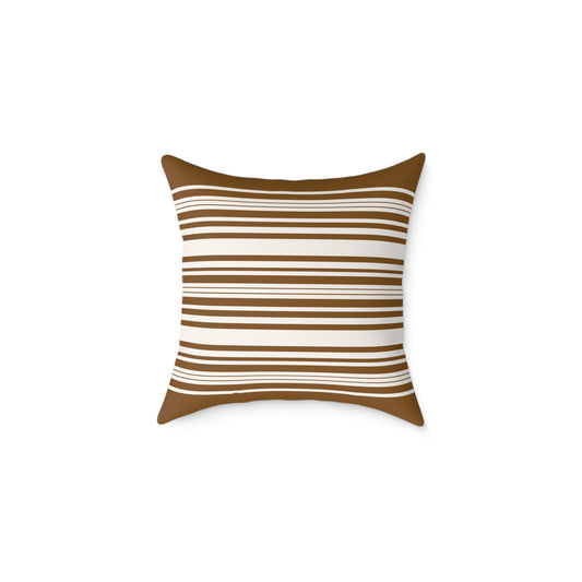 Brown Striped Canvas Pillow — Cozy Farmhouse Decorative Throw Pillow
