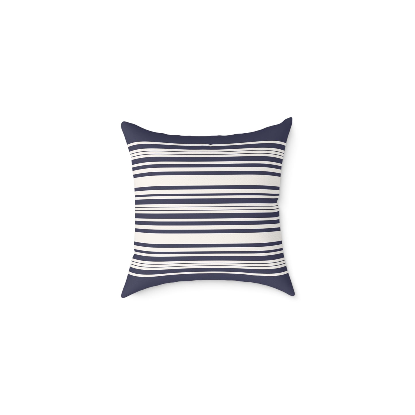 Navy Striped Canvas Throw Pillow — Coastal Square Accent Cushion