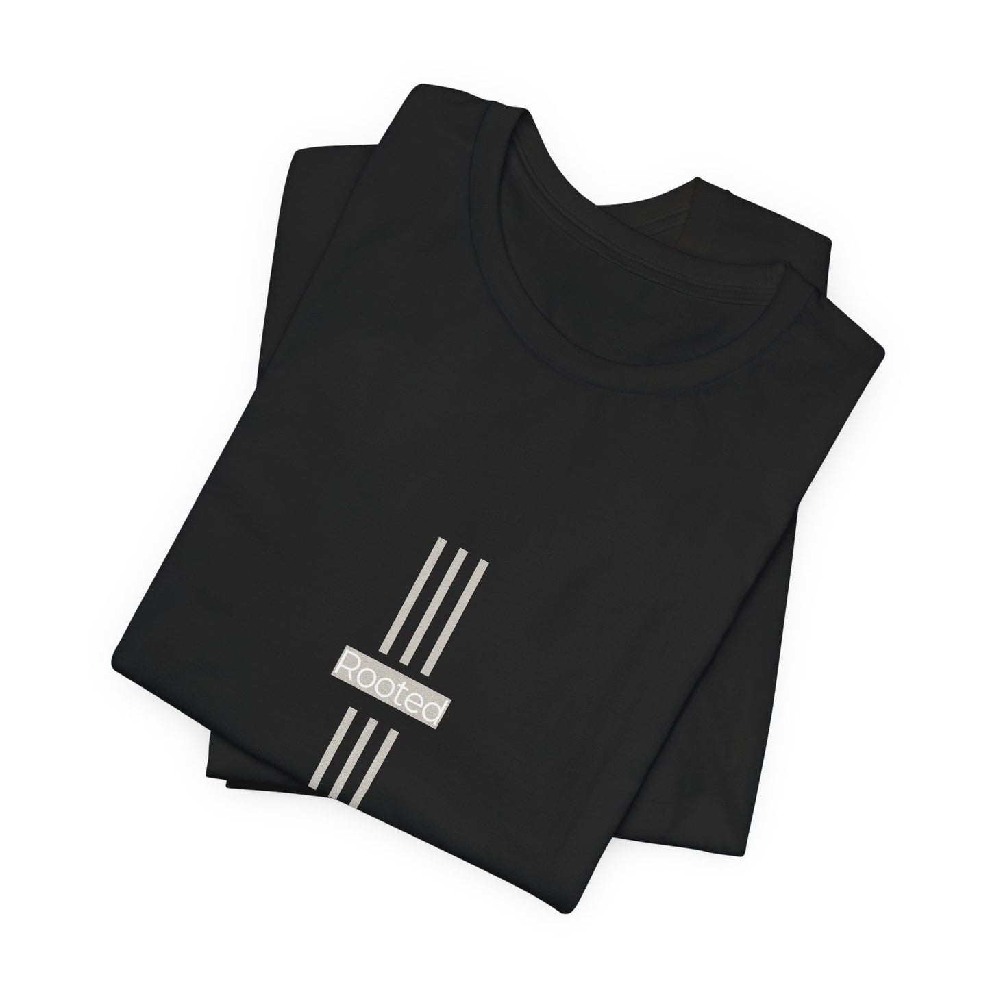 Minimalist Cross Stripe Tee — Subtle Vertical Cross Design