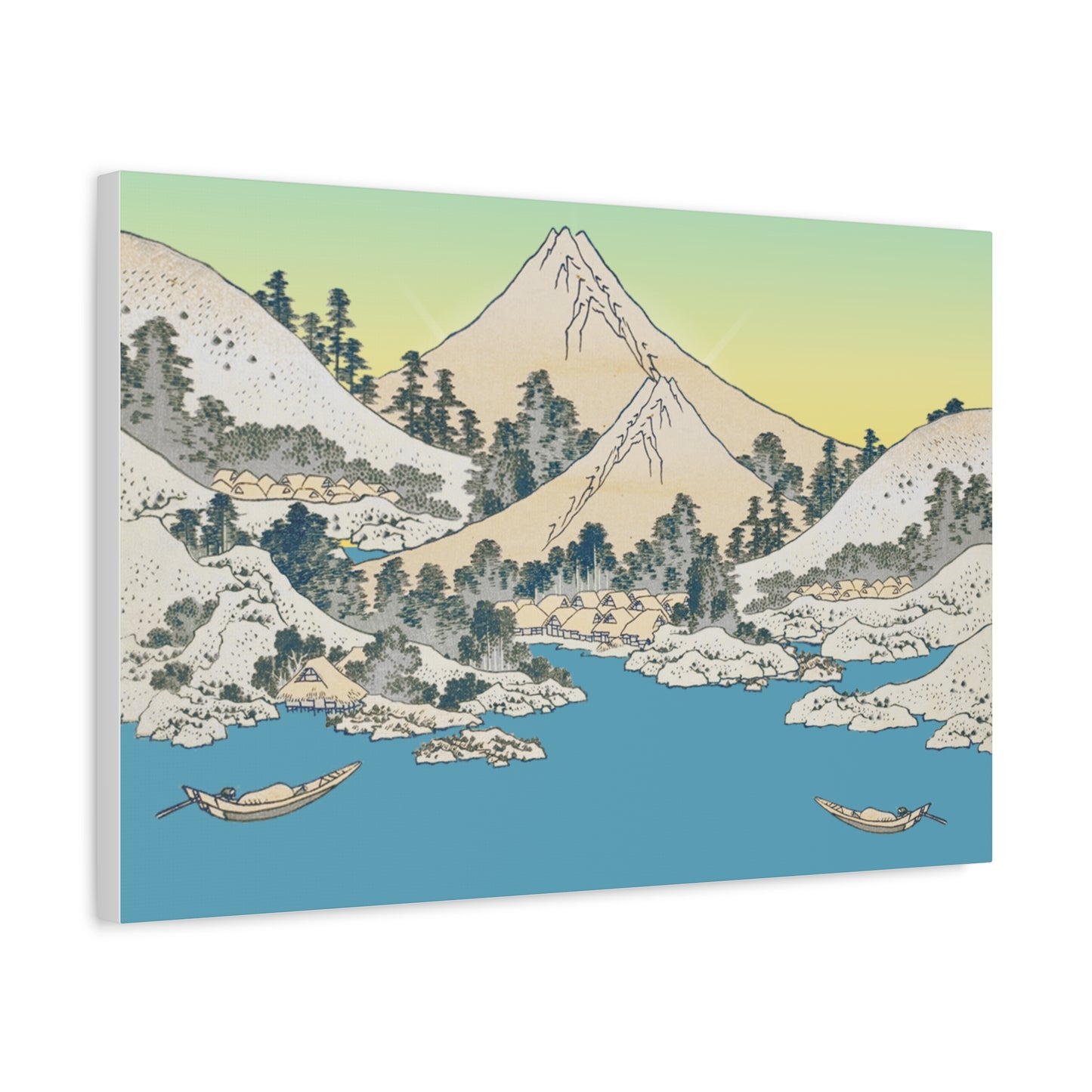 Japanese Mountain Landscape Matte Canvas Print — Mount Fuji Ukiyo-e Style