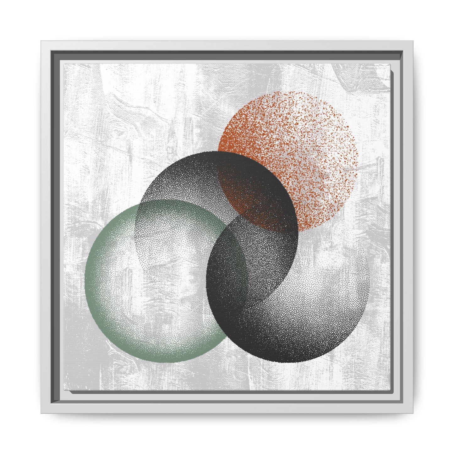 Abstract Overlap Circles Framed Canvas Art – Modern Geometric Wall Decor