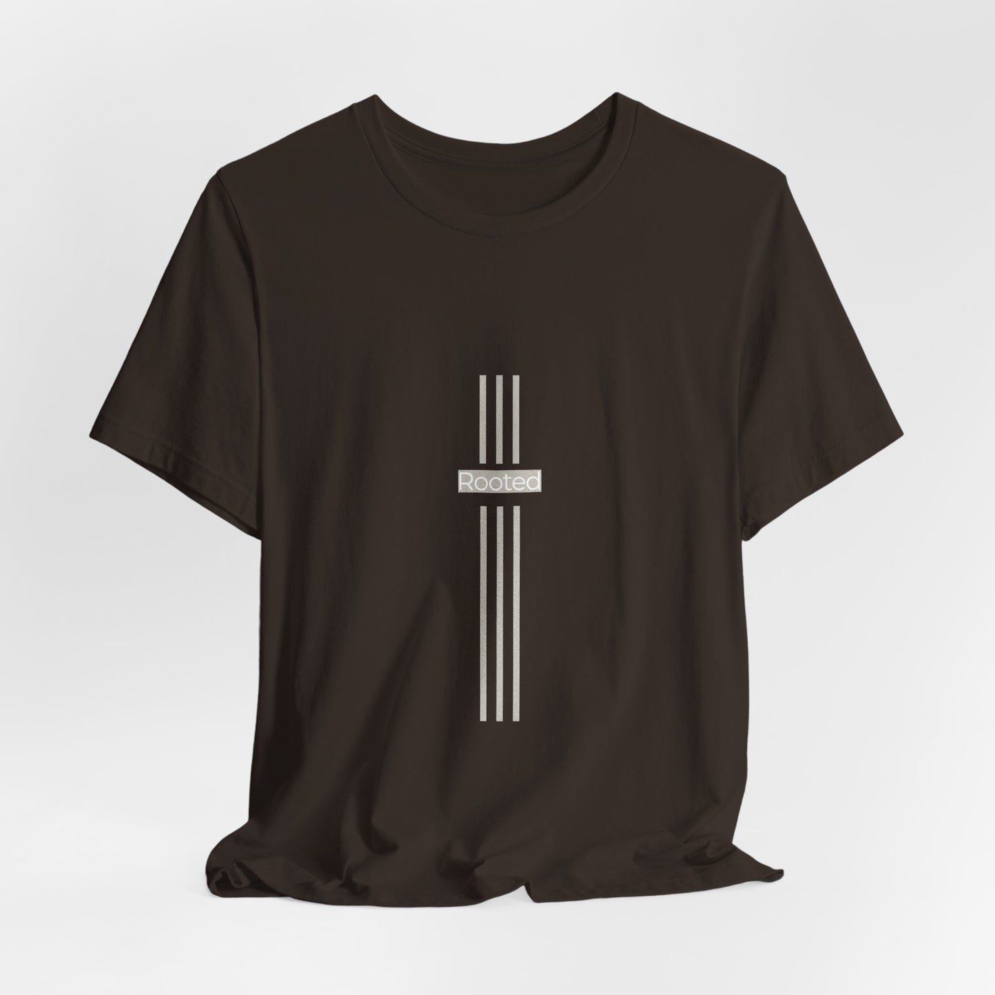 Minimalist Cross Stripe Tee — Subtle Vertical Cross Design