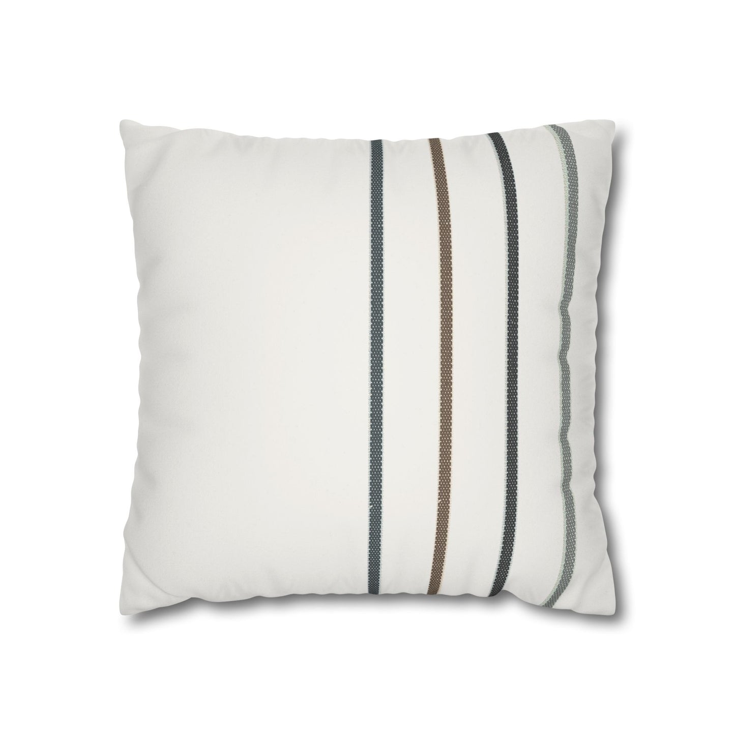 Striped Faux Suede Pillowcase — Neutral Modern Square Cushion Cover