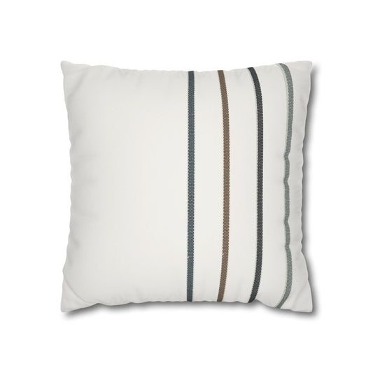 Striped Faux Suede Pillowcase — Neutral Modern Square Cushion Cover