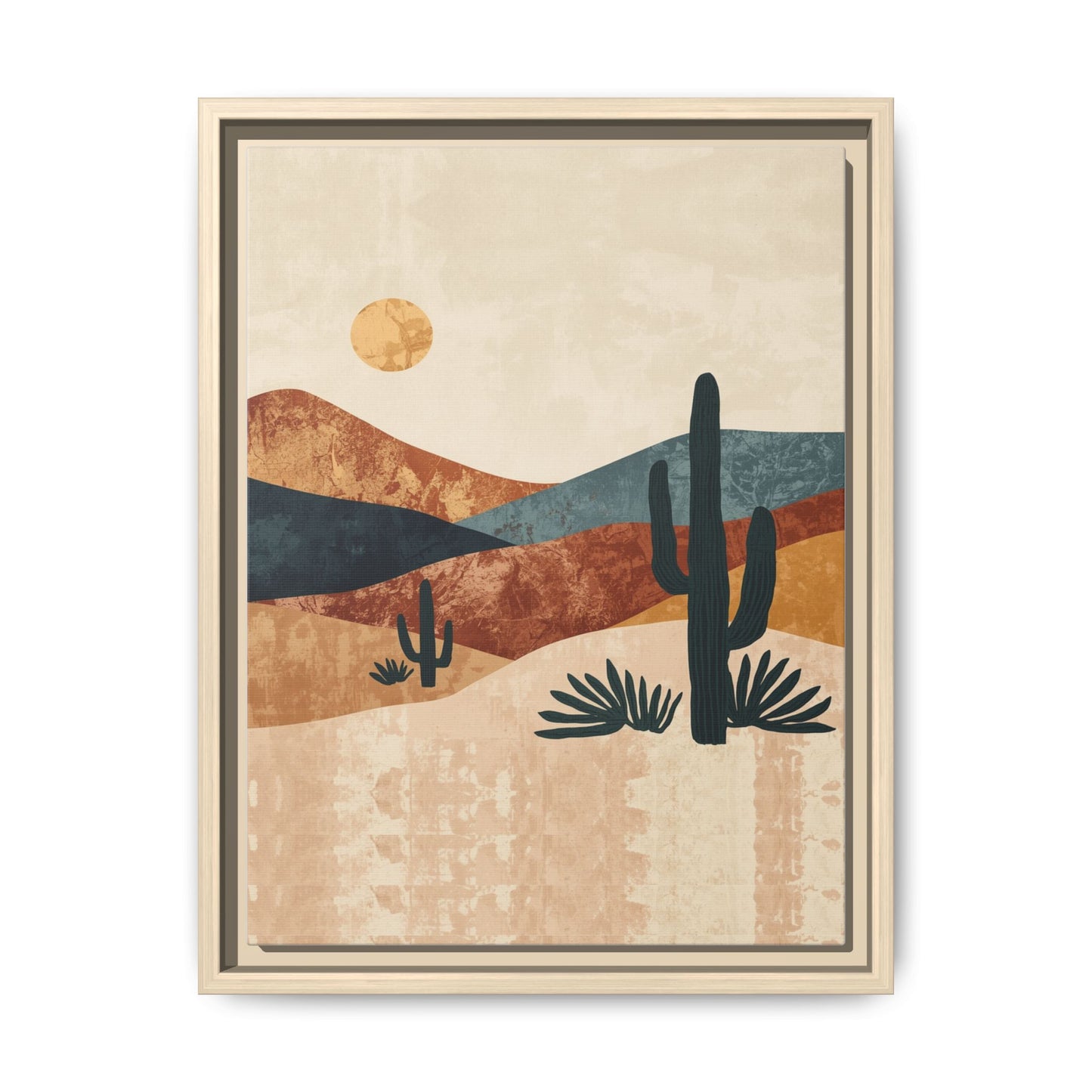 Desert Sunset Cactus Matte Canvas Print (Framed)