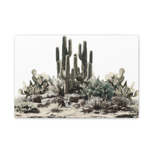 Cactus Rock Garden Matte Canvas Print — Stretched 1.25"