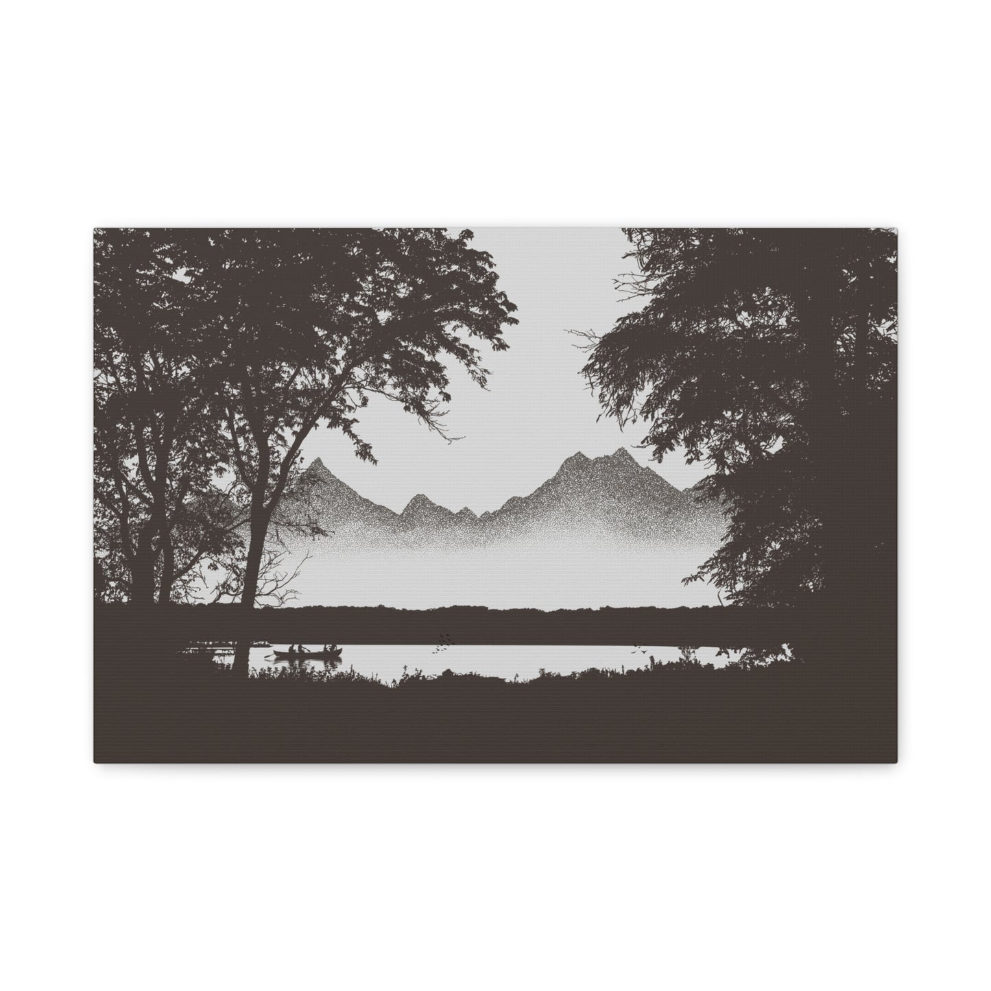 Mountain Lake Boat Canvas Print — Matte Stretched Wall Art