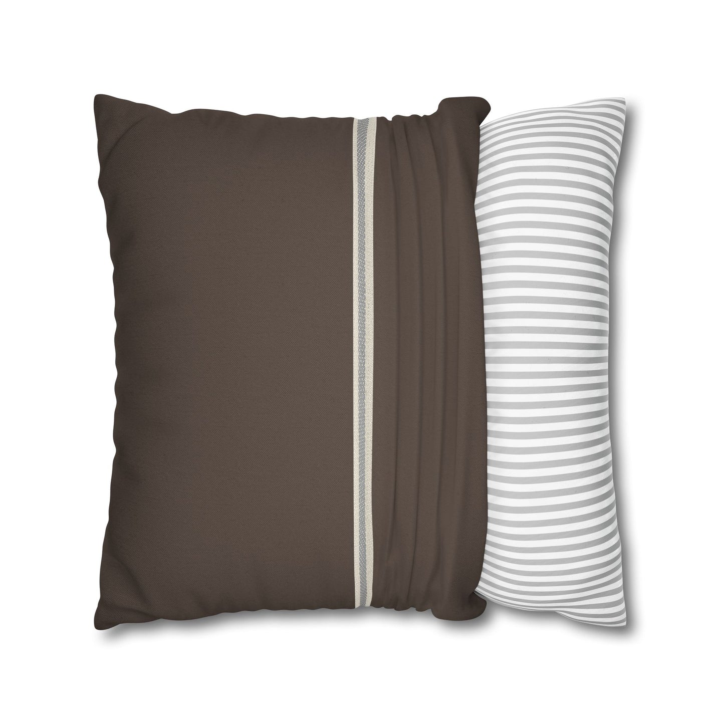 Striped Brown Decorative Pillowcase – Modern Neutral Throw Pillow Cover