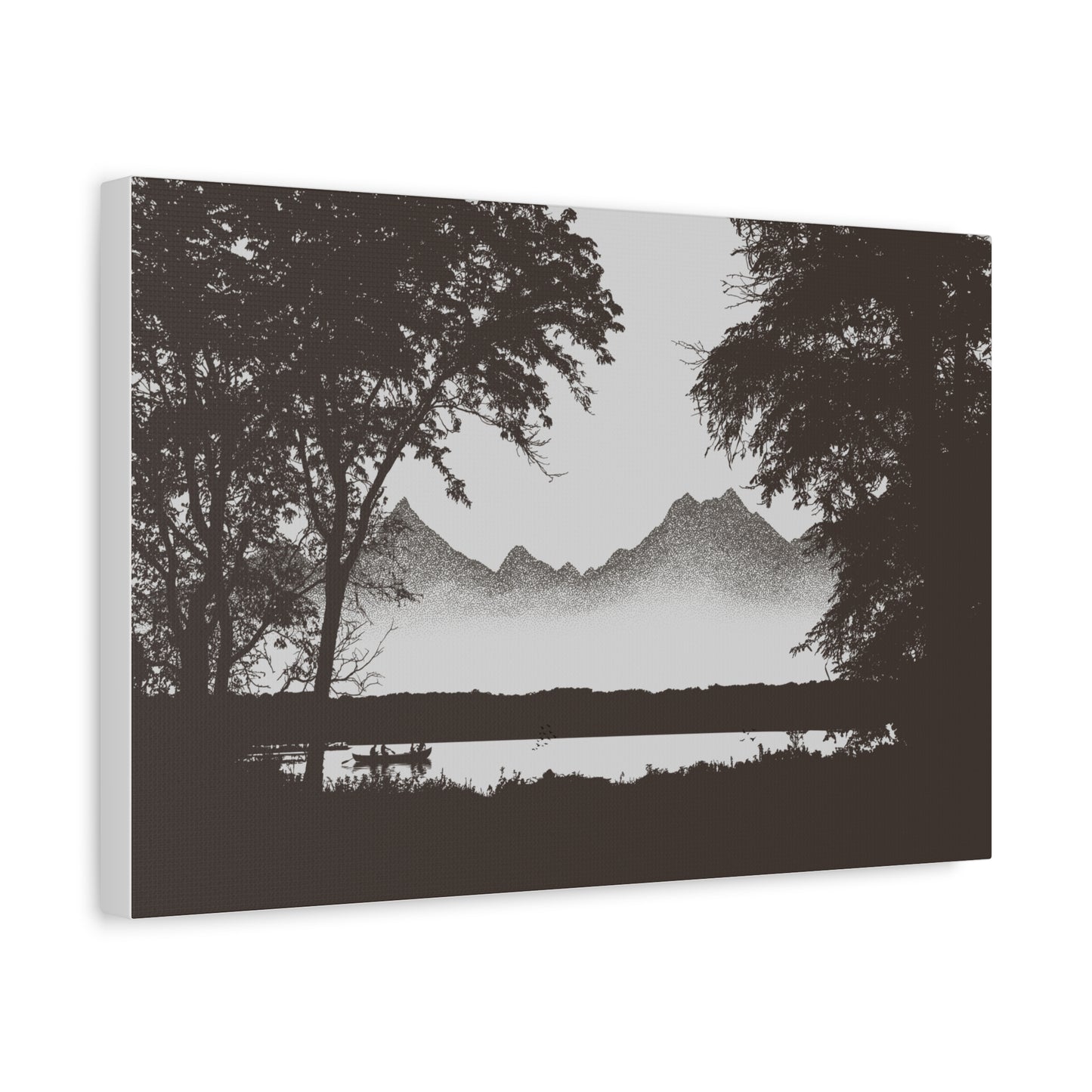 Mountain Lake Boat Canvas Print — Matte Stretched Wall Art