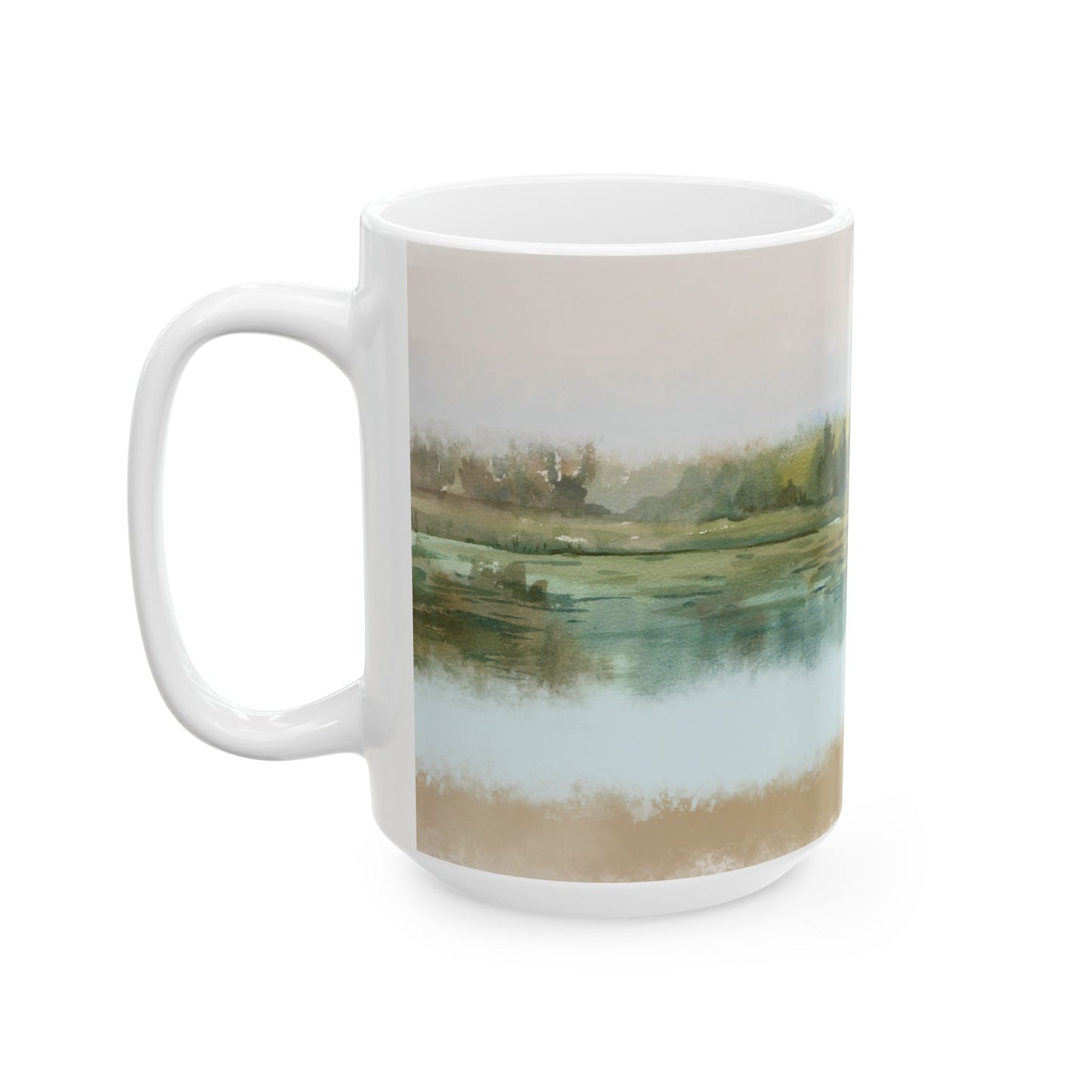 Misty Wetland at Dawn Ceramic Mug