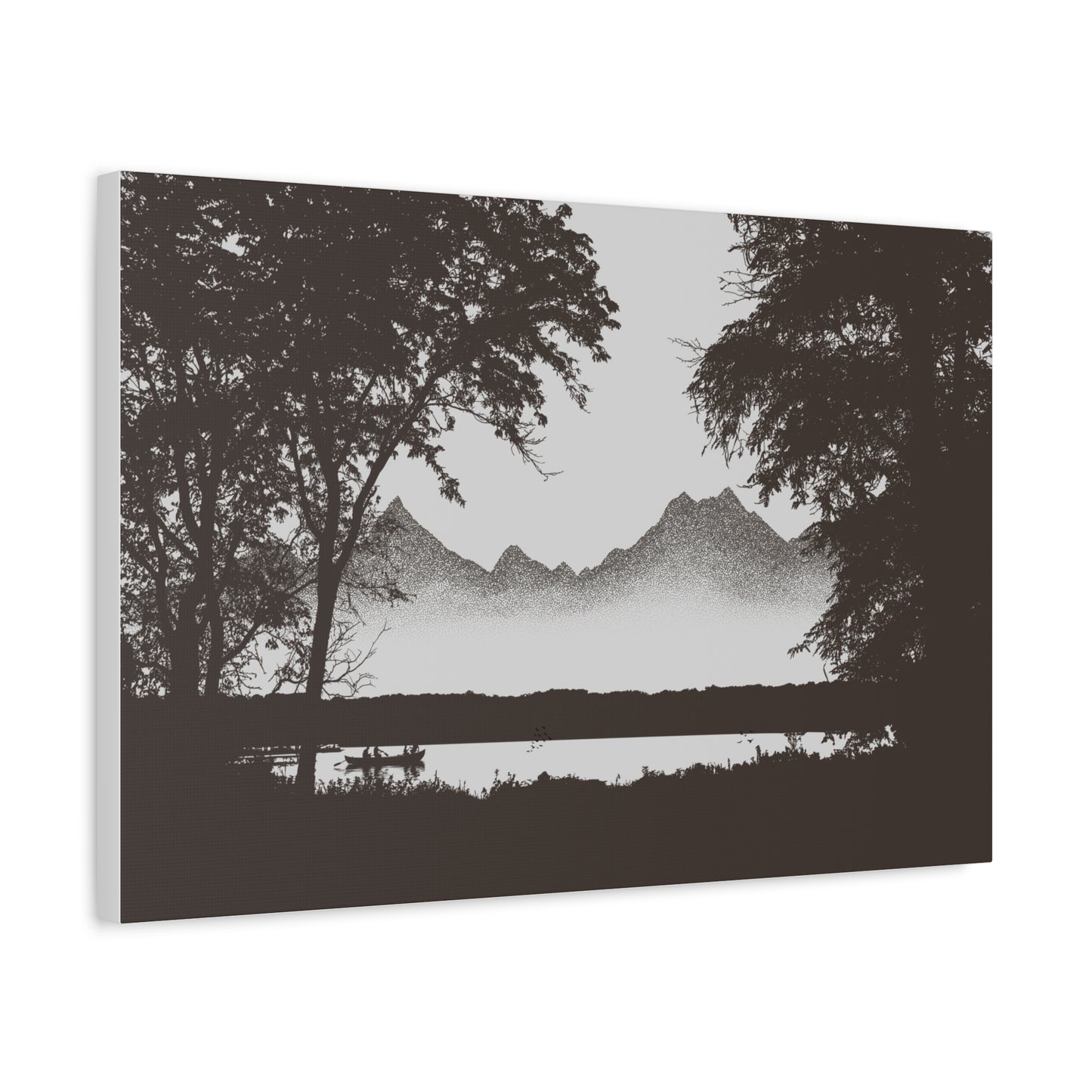 Mountain Lake Boat Canvas Print — Matte Stretched Wall Art
