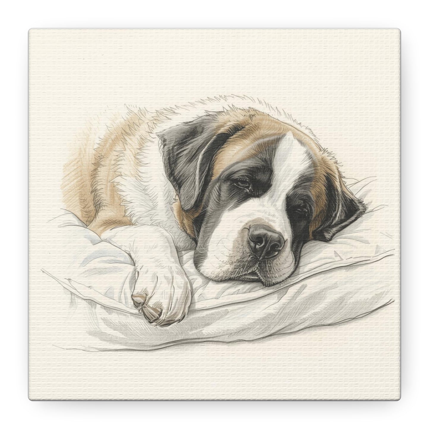St. Bernard Sleeping Portrait Matte Canvas — Stretched 1.25"