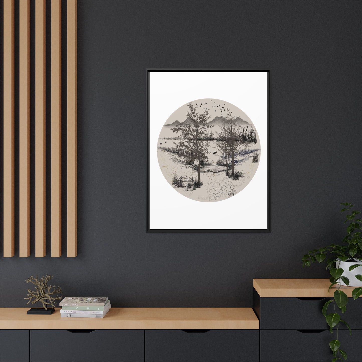 Framed Matte Canvas Wall Art — Multi-Color Abstract Print