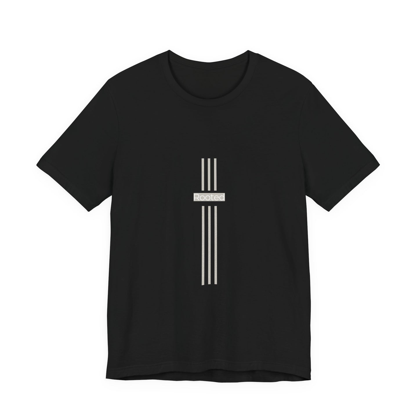 Minimalist Cross Stripe Tee — Subtle Vertical Cross Design
