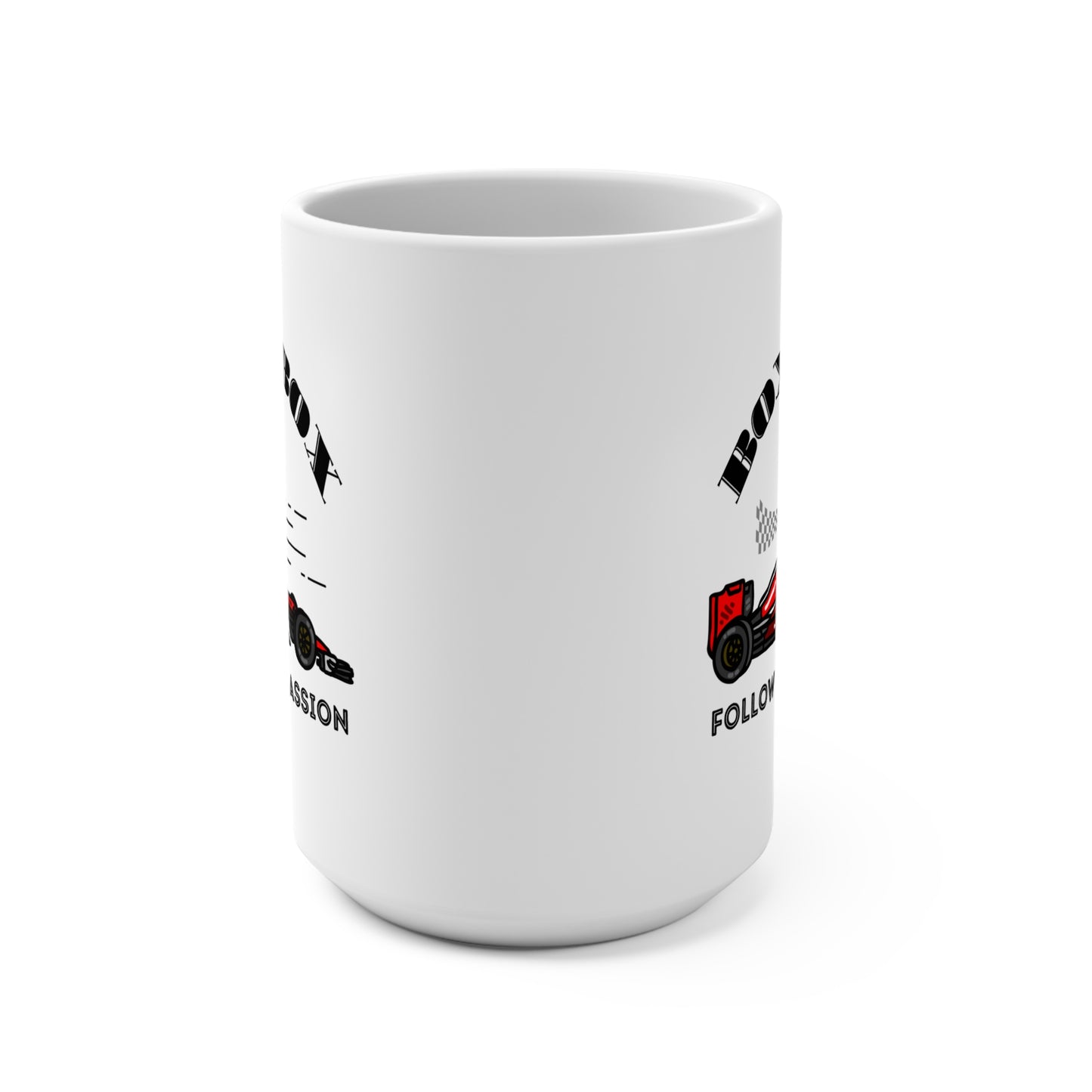 Mug Formula 1 Car Chequered Flag 'Box Box Follow your Passion'