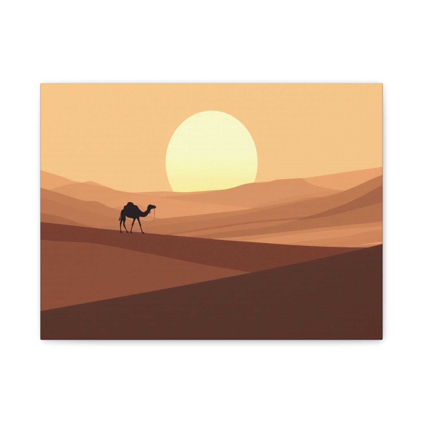 Moonlit Desert Camel Canvas Print — Matte Stretched Wall Art