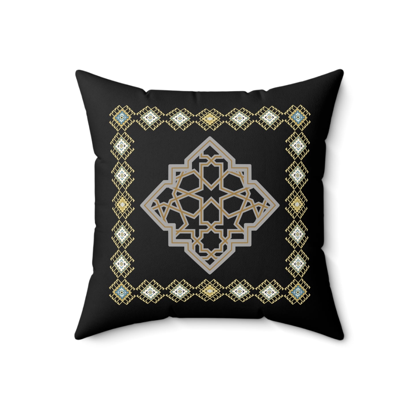 Moroccan-Inspired Decorative Pillow - Elegant Square Cushion for Home Decor