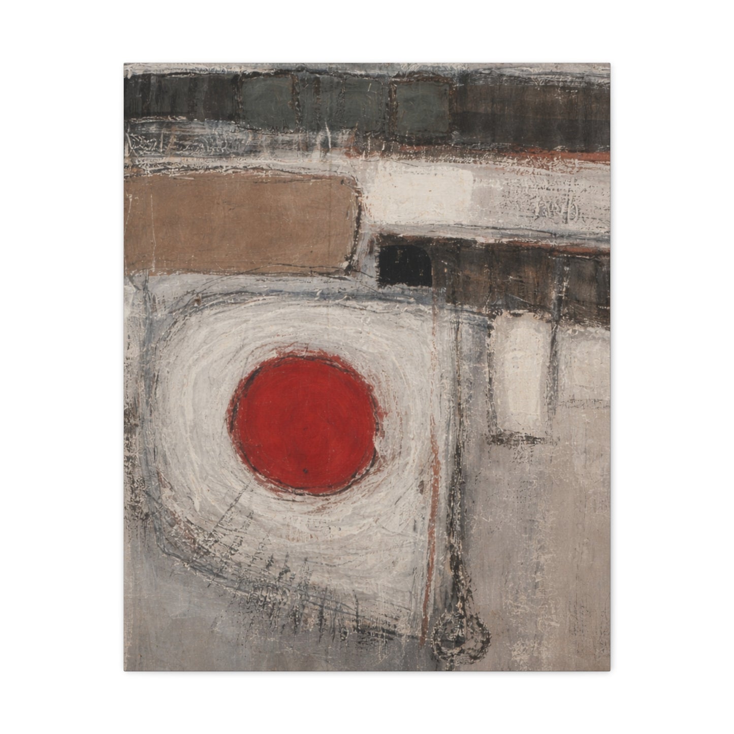 Abstract Red Circle Matte Canvas Wall Art — Modern Minimalist Stretched Canvas