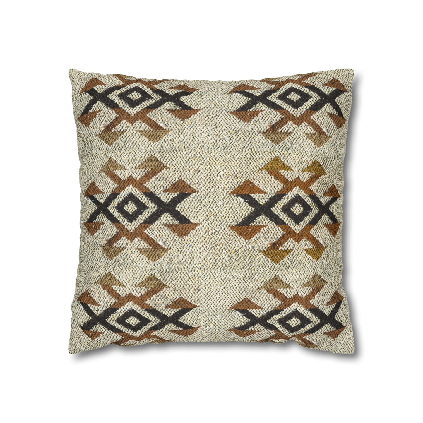 Southwestern Diamond Canvas Pillow Cover — Rustic Boho Square Throw Pillowcase