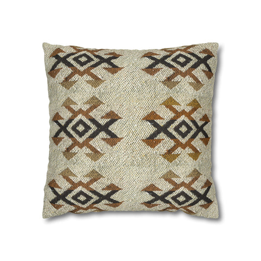Southwestern Diamond Canvas Pillow Cover — Rustic Boho Square Throw Pillowcase
