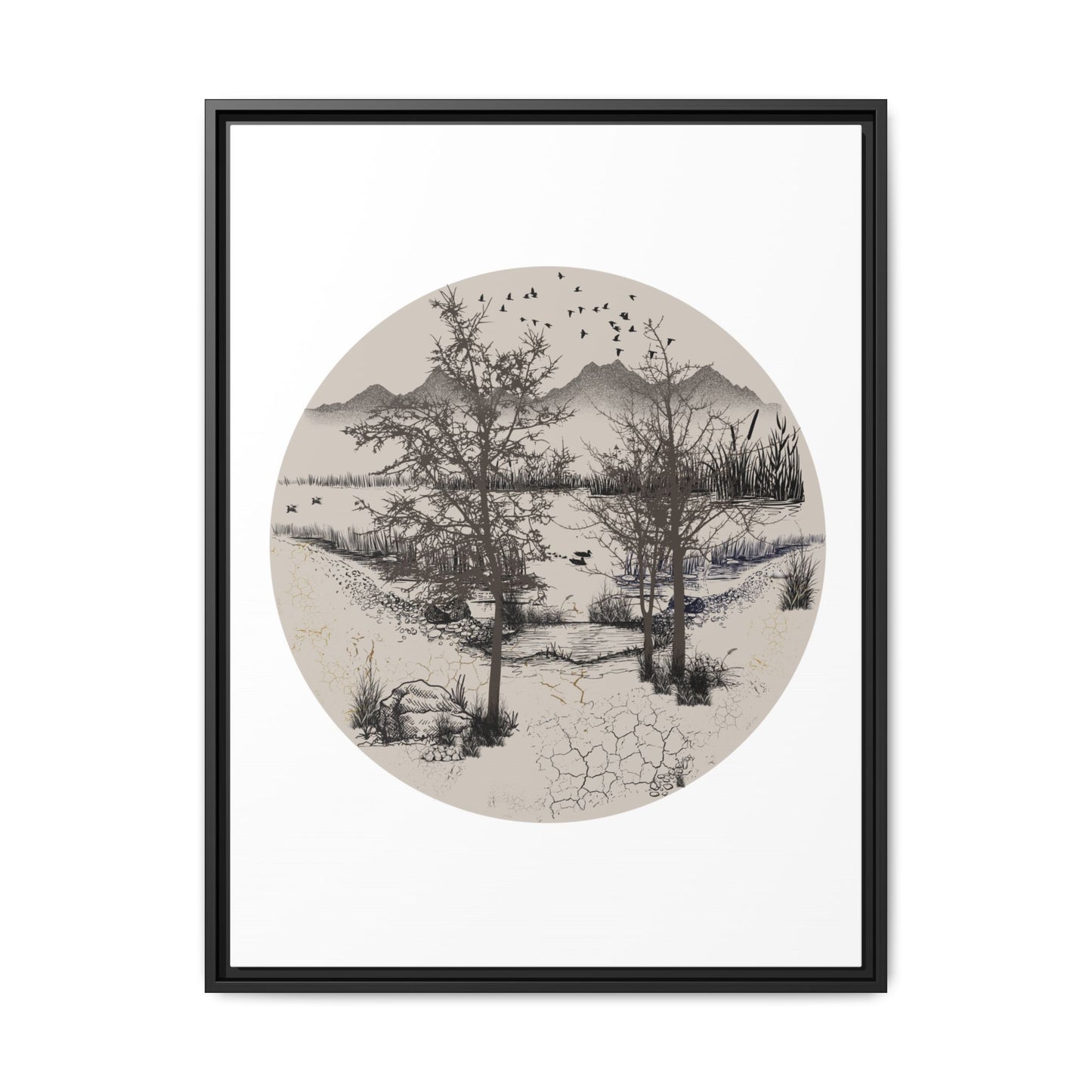 Framed Matte Canvas Wall Art — Multi-Color Abstract Print