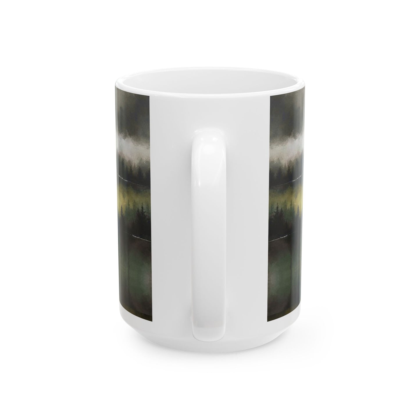 Misty Forest Lake Ceramic Mug