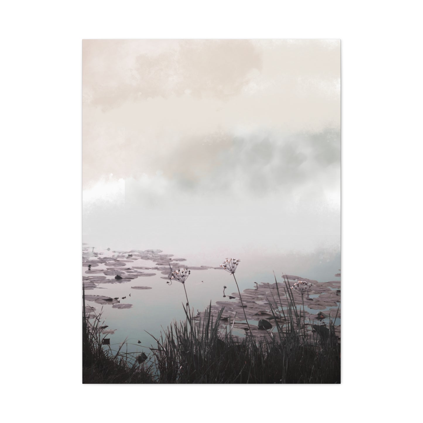 Serene Mist Pond Matte Canvas Wall Art — Stretched 1.25"