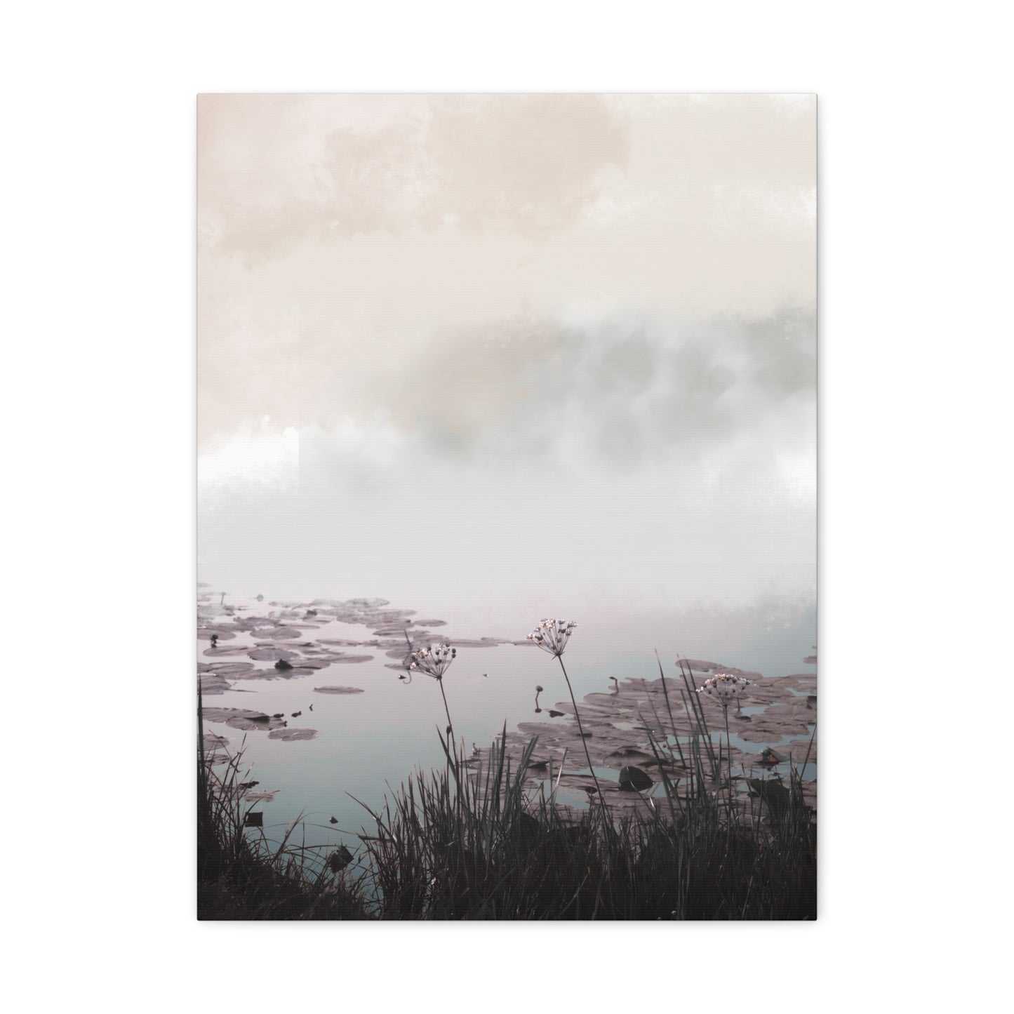 Serene Mist Pond Matte Canvas Wall Art — Stretched 1.25"